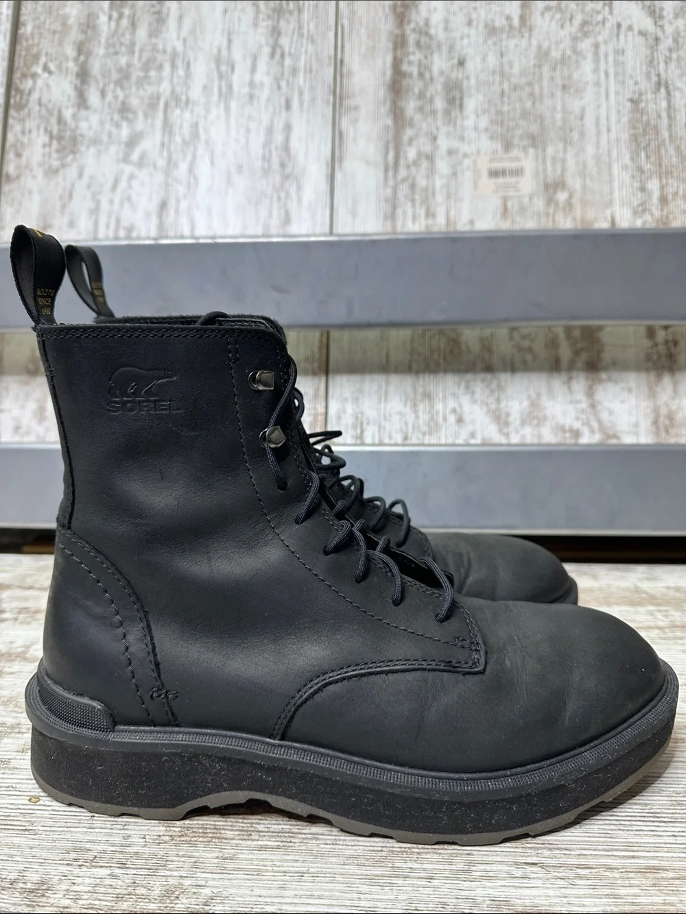 Sorel Black Hi-Line Waterproof Lace-Up Boot Sz 9
